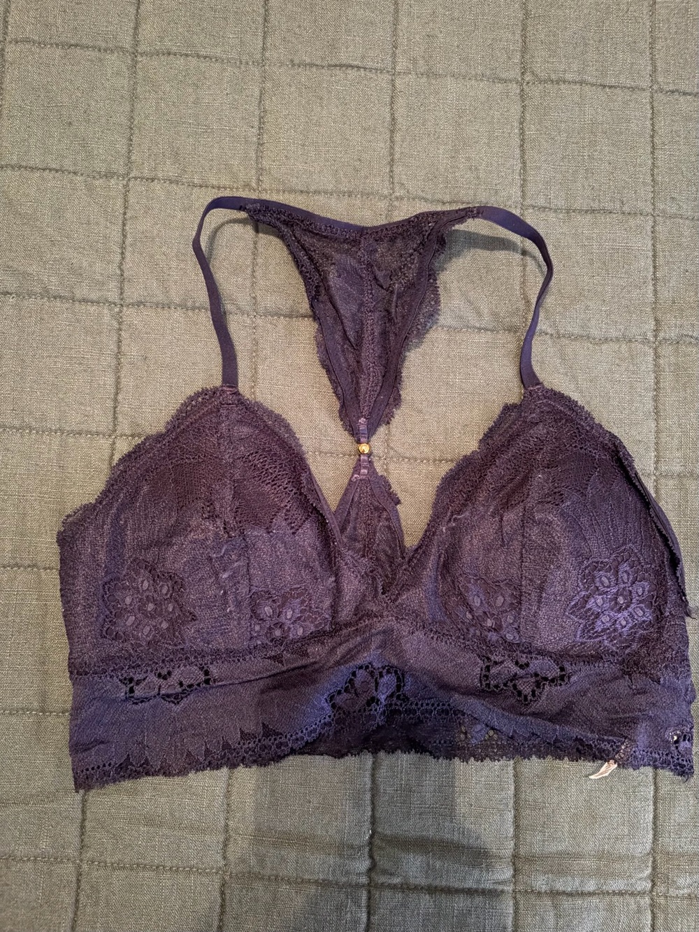 Lace Plunge Bralette in Deep navy